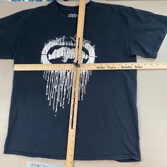 Ecko Unltd T Shirt Mens Large Rhino Puff Print Drip Y2K Streetwear Hip Hop Black - Picture 8 of 11
